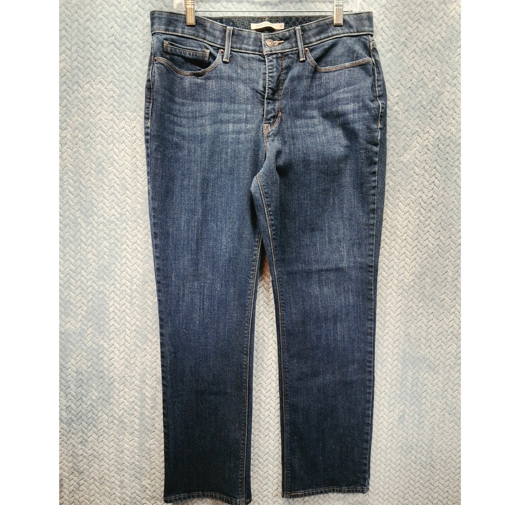 Levis 525 Perfect Waist Straight Leg Jeans Blue Denim Size 14 Medium Wash